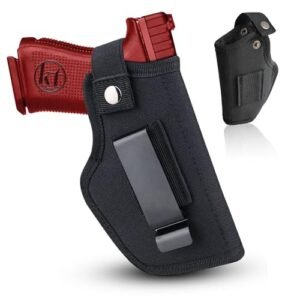 Universal Gun Holster for Men & Women, IWB/OWB Waist Belt Pistol Holster for Glock 380 9mm Gun Holster for Concealed Carry Handgun Right/Left Hand Draw (Black)