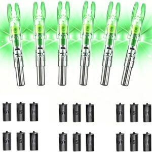 6PCS Lighted Nocks for Arrows with .204/.233/.244/.246-5.2mm Inside Diameter Bolts with ON/Off Switch Light up Knocks Compound Bow Arrow Nocks for Hunting Shooting