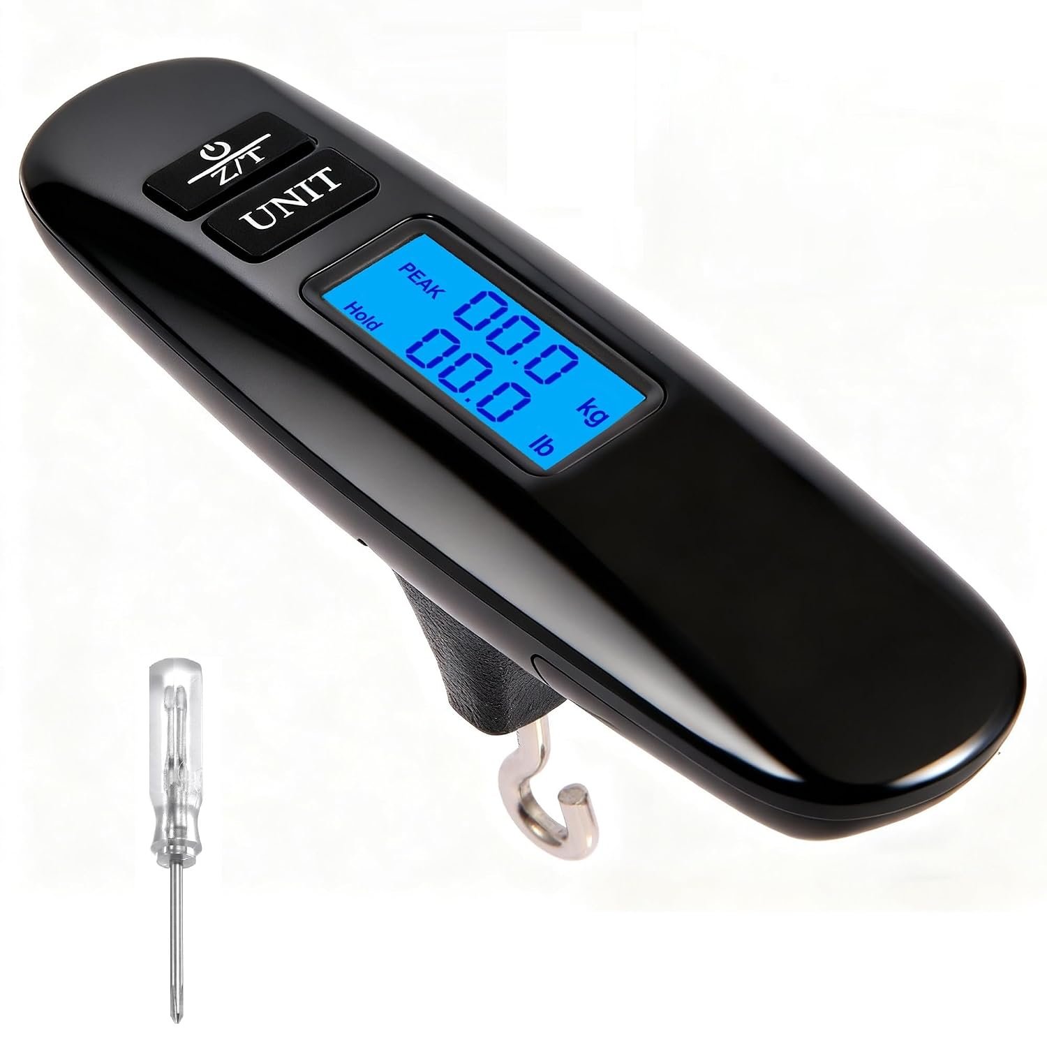 Archery Bow Scale Recurve/Compound Bow 110LB/50KG Tuning Scale with Peak and Hold HD LCD Display LB/KG Battery&Screwdriver Included(Black)
