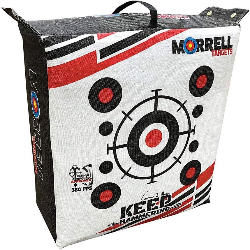 Morrell Targets Keep Hammering Commercial Grade Crossbow 54 Pound Adult Field Point Archery Bag Target with 76 Layers of Stopping Power, Multicolor