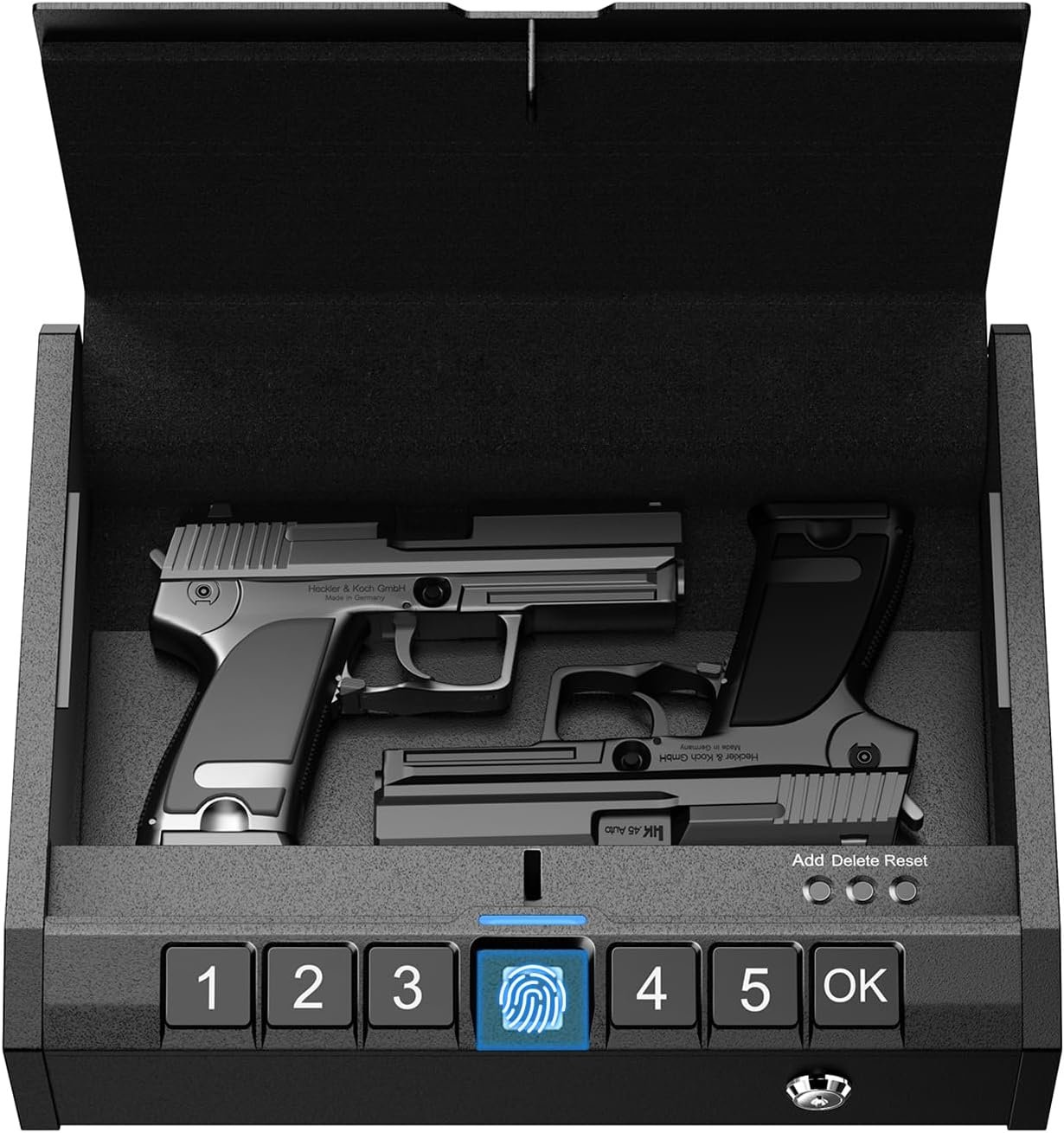 Gun Safe for Pistols - Biometric Gun Safe for Handgun, Quick-Access Gun Lock with Fingerprint Identification or Key Pad, Firearm Storage Home Bedside Nightstand Car