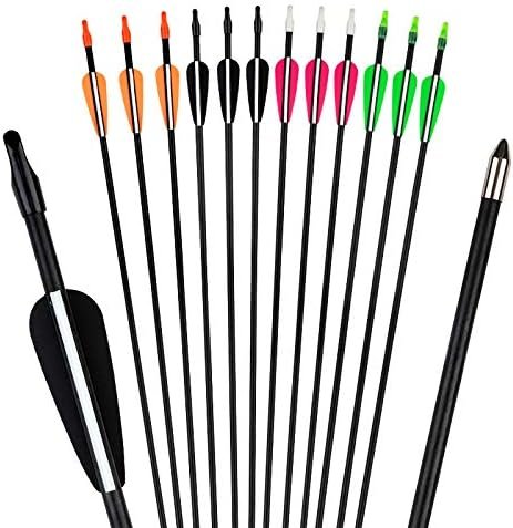 CQ 28inch Target Archery Arrows Practice Fiberglass Arrows for Recurve Bow Training Arrows for Kids Youth and Teens