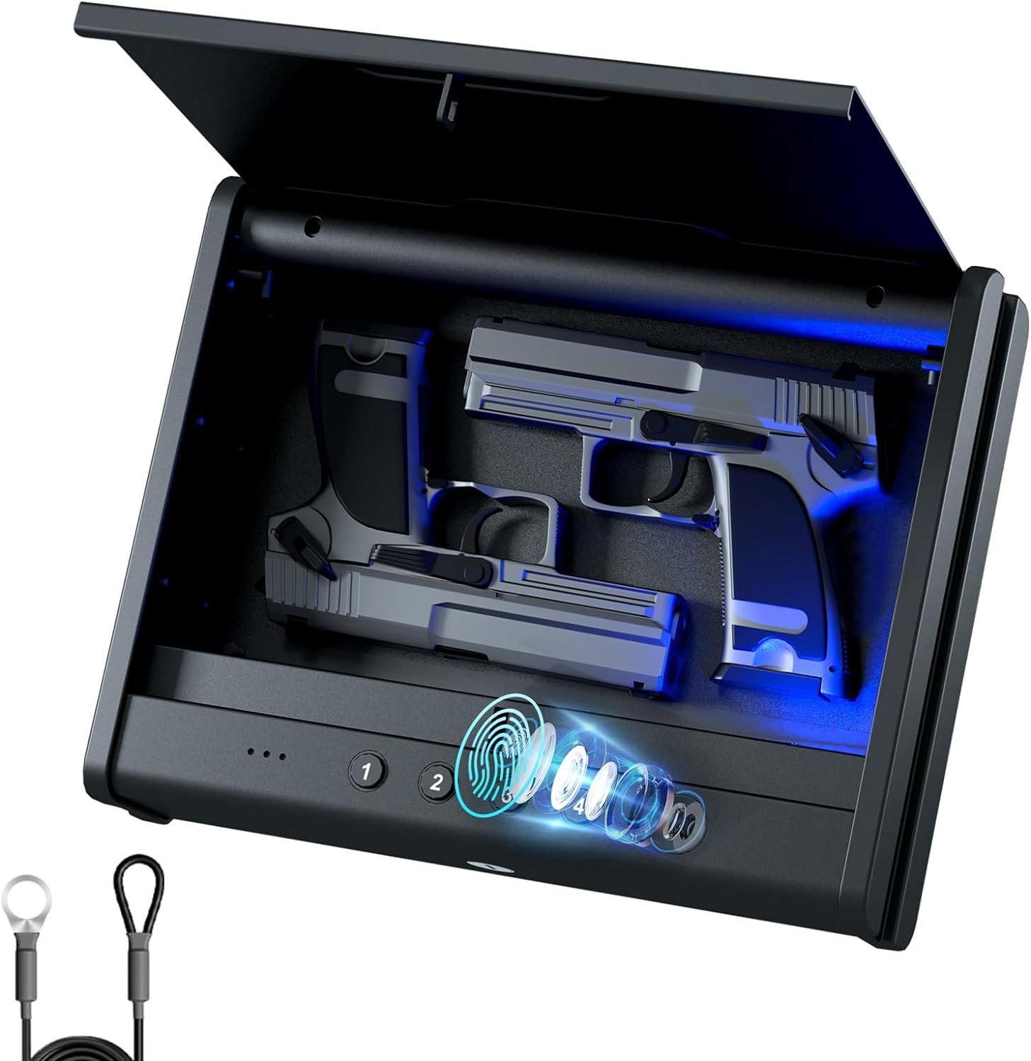 Gun Safe,Biometric Gun Safes For Handgun, Pistol Safe With Fingerprint or Keypad, Quick Access Gun Case for Firearm, Gun Lock Box For Nightstand Bedside Car Normal Size