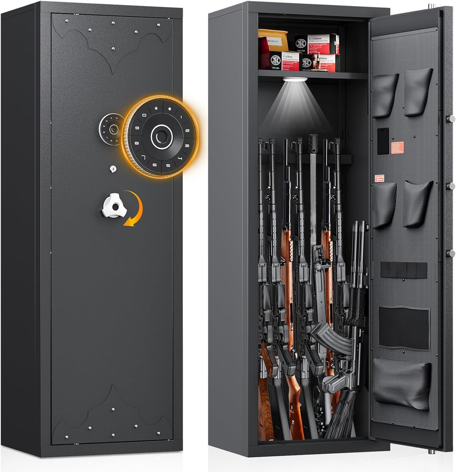 Karini 15 Gun Safe, Gun Safes for Home Rifle and Pistols,Gun Safes & Cabinets,Quick Access Gun Cabinet,Large Rifle Safe for Home with Removable Shelf,Unassembled (10-15Electronic gun safe)