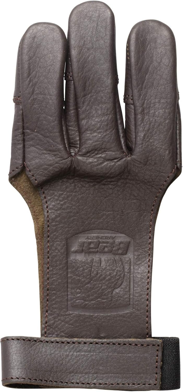 Bear Archery Leather 3 Finger Traditional Archery Shooting Glove, Large, Black, (ASG101L)