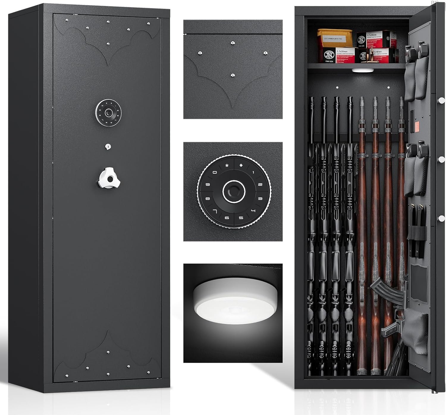 KAER [ 2024 New 10-12 Gun Safe, Large Gun Safe for Home Rifle and Pistol, Gun Cabinet, Rifle Safe, Quick Access Gun Safe