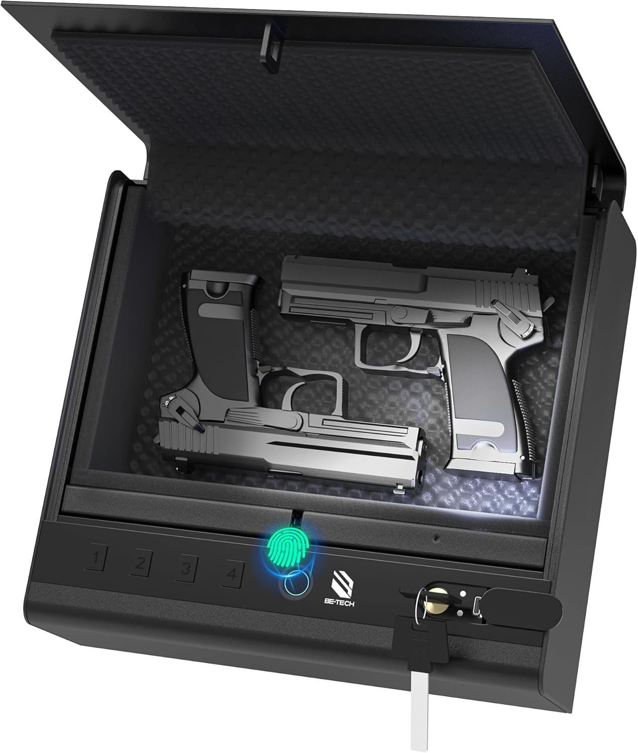 Gun Safe for Handgun, Large Capacity Biometric Pistol Safe with 99.9% Accuracy Fingerprint Quick Access - Ideal for Nightstand, Car, Bedside, Wall