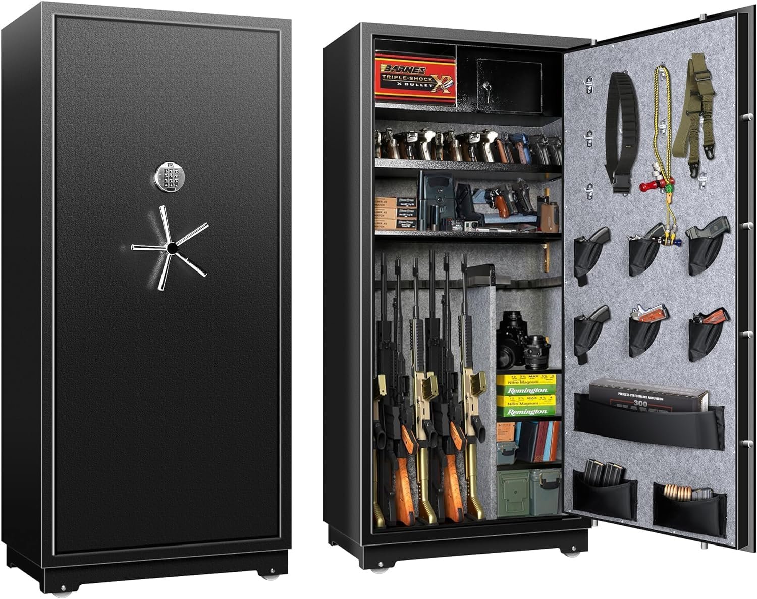 Large Rifle Safe for Home, High End Gun Safes for Rifles and Pistols with Removable Shelves, Quick Access Biometric Gun Safe, 33.46"Wx19.68"Dx72.64"H, Self Weight 408lbs