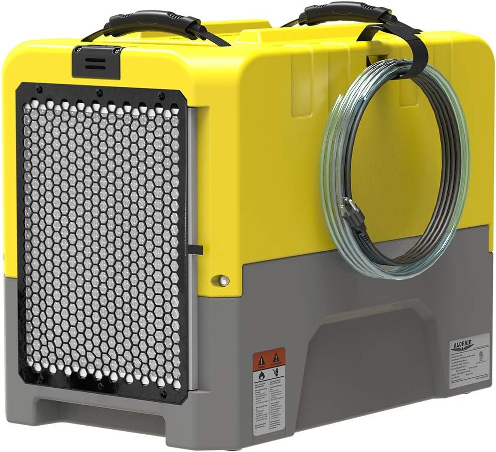 ALORAIR 180 PPD Commercial Dehumidifier with Pump Drain Hose for Basement Warehouse & Job Sites, Large Capacity Crawl Space Dehumidifier for Water Damage Restoration, 5 Years Limited Warranty, Yellow