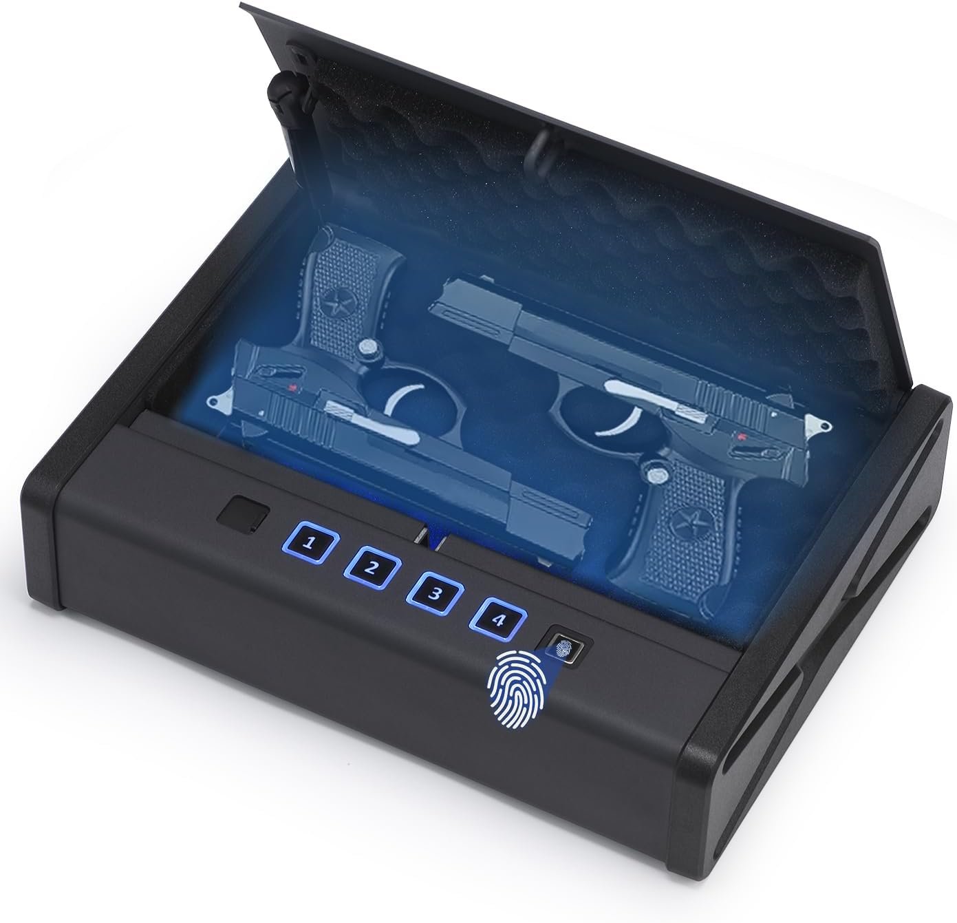 Younion Gun Safe, Biometric Gun Safes for Pistols, Quick-Access Pistol Safe with Fingerprint Lock, Portable Handgun Safe for Car Bedside Nightstand