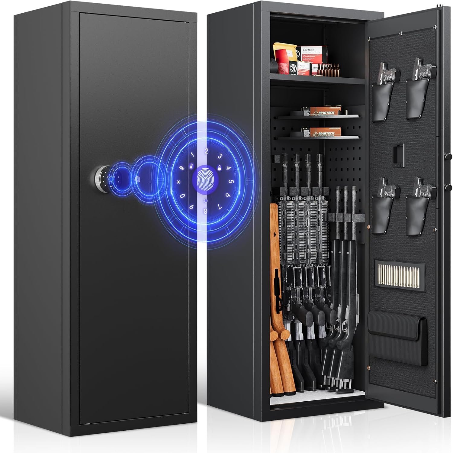 12 Rifle Gun Safe,Gun Safes & Cabinets,Electronic Rifle safe,Gun safes for Home Rifle and Pistols,Gun Cabinet with Removable Shelf and Rifle Rack,Unassembled (12-Gun Safe)