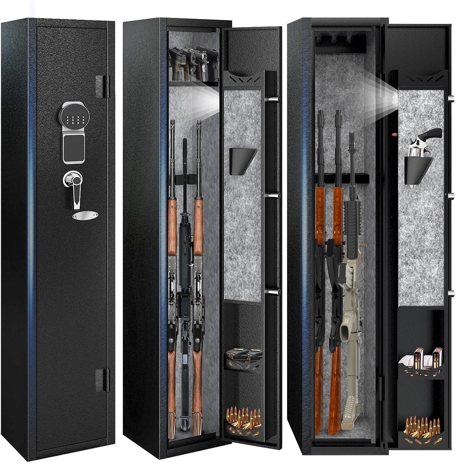 Karini 2-3 Gun Safe, Gun Safe for Rifles and Pistols, Rifle Safe,Gun Safe for Guns with Quick Access, Gun Safes for Rifles and Shotguns with Removable Gun Racks and Pockets