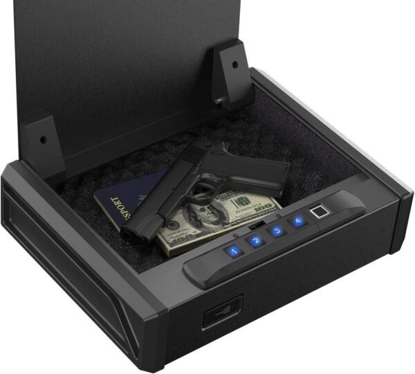 RPNB Gun Safe, Quick Access Gun Safe for Handgun, Pistol Safe with Biometric Fingerprint or Quick Electronic Keypad