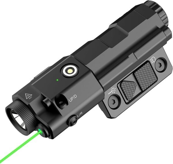 TOUGHSOUL Flashlight Laser Sight Combo, Max 1600 Lumen Rechargeable Green Laser Flashlight