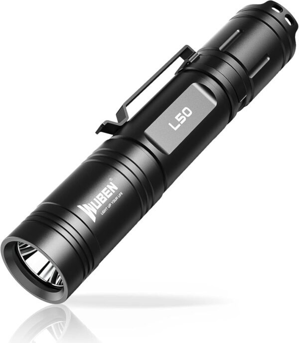 WUBEN L50 LED Flashlight Rechargeable, 1200 High Lumens Flash Light, Tactical Flashlight IP68 Waterproof with 5 Mode, EDC Handheld Flashlight for Home Camping Emergencies, Tool Gifts for Men