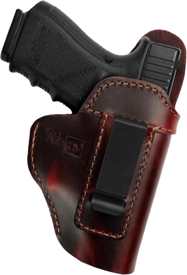 IWB Leather Holster, Genuine Leather Gun Holster for Glock 19/42/43X, Sig P365/P320/P220, Ruger LCP/LC9S/Security 9/Max 9, Taurus G2/G2C/G3C/GX4, Springfield Hellcat/XD, M&P 9mm Shield and Similar Sized Handguns