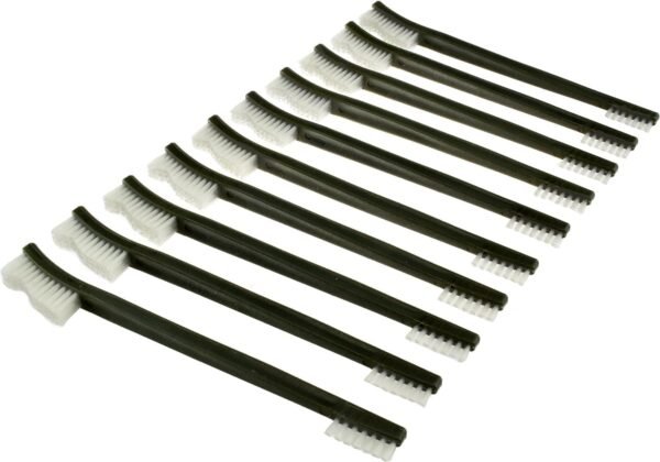 SE 10-Piece Double-Ended Gun Cleaning Brush Set, Gun Cleaning Supplies Kit, 7-inch Nylon Bristle Brushes, Plastic Handle - 7615NB10PCS