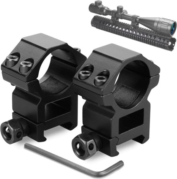 Scope Rings, Rifle Scope Mount High Profile Scope Mounts for Picatinny Rail (1 inch, Set of 2)