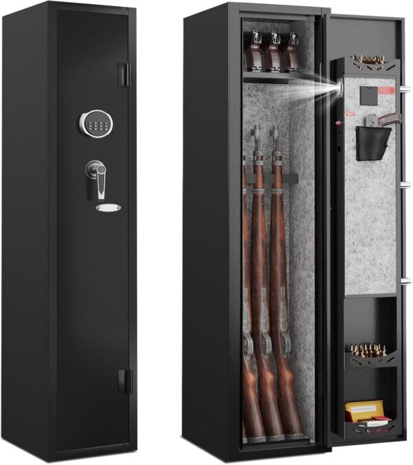 KAER Gun Safe,Rifle Safe,Gun Safes for Home Rifle and Pistols,Gun Security Cabinet,Gun Cabinet for Rifles and Shotguns with Removable Storage Shelf