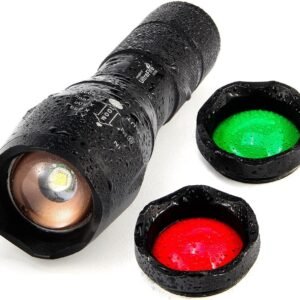 ULTRAFIRE A100 Tactical LED Flashlight Mini,800 Lumen Hunting Handheld Flashlight Focusable 3 Colors Exchange Glass Lens (Generate RED or Green Light)