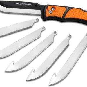 OUTDOOR EDGE 3.5" RazorLite EDC Knife. Pocket Knife with Replaceable Blades and Clip. The Perfect Hunting Knife for Skinning Deer. Blaze Orange with 6 Blades