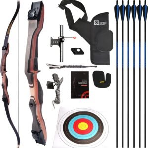 Sanlida Noble Standard Target Archery Beginner Recurve Bow and Arrows Kit for Adult and Youth, 48/54/62/66/68/70 Inch Wooden Takedown Recurve Bow Package for Training, Practice & Competition - RH Only