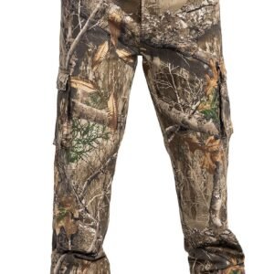 Realtree Men's Camo Hunting Pants, Durable Cargo Pants with 6-Pocket, Comfort Fit, Men's Outdoor Pants