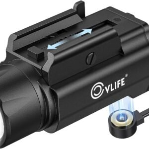 CVLIFE 1500 Lumens Pistol Flashlight Magnetic Rechargeable, Tactical Light for Pistol with Quick Install Adjustable Rail, Picatinny Flashlight with Strobe Function