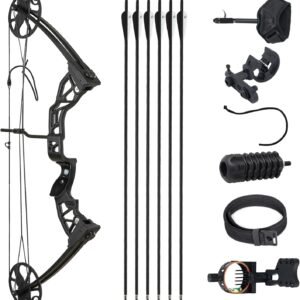 S F Archery Compound Bow Package for Adults and Teens,Hunting Shooting Practice Archery Hunting Accessories Hunting Gear，19”-30” Draw Length，10-70 Lbs Draw Weight，320 fps，Right Handed
