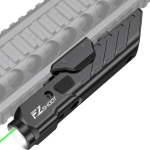 EZshoot 1700 Lumens Tactical Laser Light Combo for Rifle with Magnetic Rechargeable Compatible with Picatinny and M-Rail, Rilfe Flashlight Green Laser Light Combo with Strobe Mode