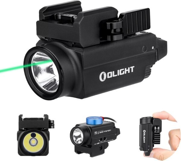 OLIGHT Baldr S 800 Lumens Compact Rail Mount Weaponlight with Green Beam and White LED Combo, Magnetic USB Rechargeable Tactical Flashlight with 1913 or GL Rail, Battery Included (Black)