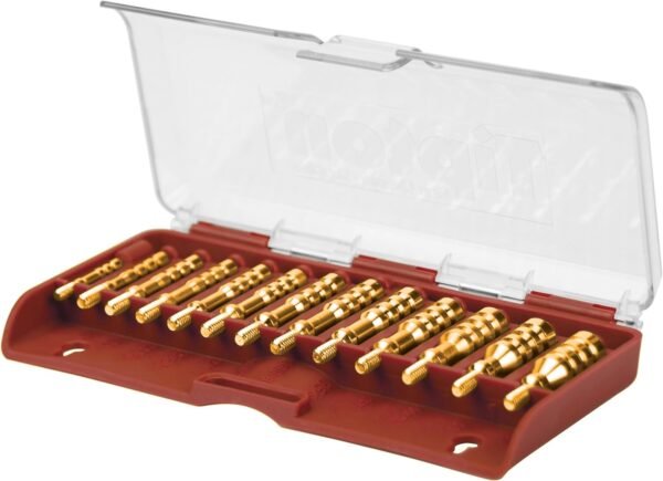Tipton 13-Piece Brass Jag Set with Storage Case for Rifle Cleaning and Maintenance