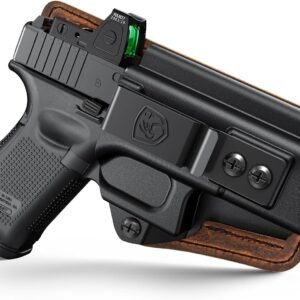 IWB Holster Concealed Carry Compatible with Glock 19 (G19 Gen 3/4/5), 19X, 44, 45, 23, 32 - Kydex and Leather Hybrid Holster Ideal for Appendix Inside Waistband