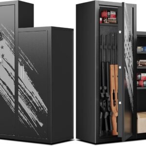 Gun Safe, Gun Safe for Rifles and Pistols, Quick Access Rifle Safe, Gun Cabinet and Metal Storage Cabinet, Gun Safes & Cabinets, Guns Safes with Pistol Pouches