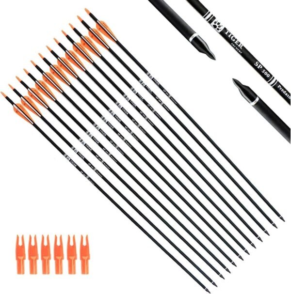 30Inch Carbon Arrow Practice Hunting Arrows with Removable Tips for Compound & Recurve Bow(Pack of 12)