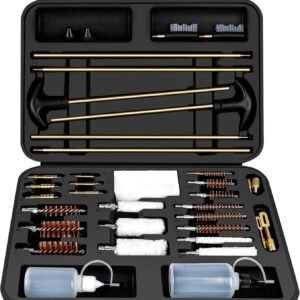 Universal Gun Cleaning Kit, Rifle Cleaning Set with Reinforced Brass Rods, Brass Jags and Brass Slotted Tips