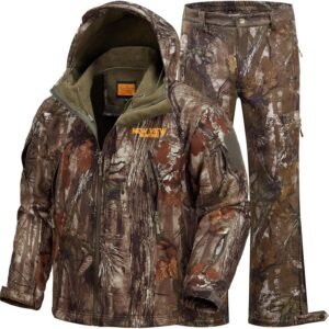 NEW VIEW Camo Hunting Clothes for Men,Quiet Warm Hunting Jacket and Pants,Water Resistant Hunting Suit for Deer Duck Bow Hunt