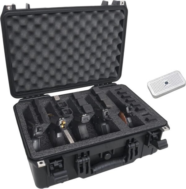 Case Club 5 Pistol and 20 Magazine Pre-Cut Heavy Duty Waterproof Case with Included Silica Gel Canister to Help Prevent Gun Rust (Upgraded Gen-3)