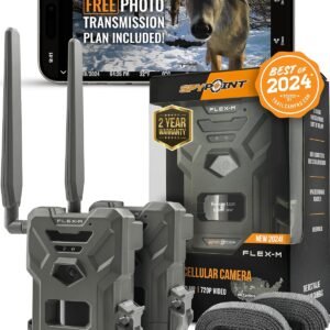 SPYPOINT Flex-M Twin Pack Cellular Trail Cameras - Best Hunting Accessories, No WiFi Needed, GPS, Night Vision, Dual-Sim LTE, IP65 Water-Resistant Game Camera, 28MP Photos, 720p Videos + Sound (2)