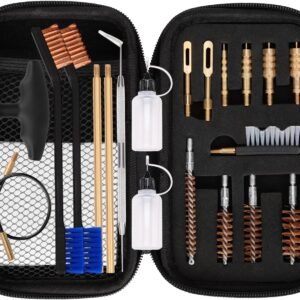 BOOSTEADY Universal Handgun Cleaning kit .22,.357,.38,9mm,.45 Caliber Pistol Cleaning Kit Bronze Bore Brush and Brass Jag Adapter