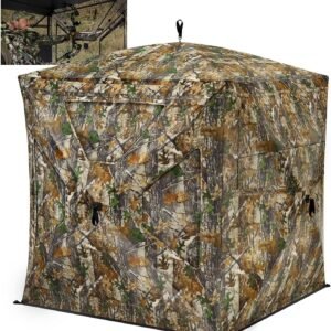 TIDEWE Hunting Blind 270°See Through with Silent Magnetic Door & Sliding Windows, 2-3 Person Pop Up Ground Blind with Carrying Bag, 300D Portable Resilient Hunting Tent for Deer Hunting