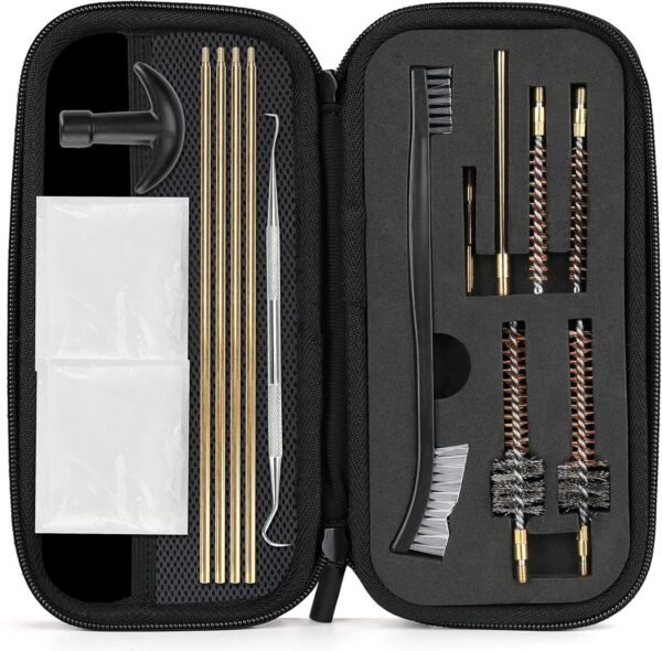 ProCase Gun Cleaning Kit for .223/5.56 Gun with Bore Chamber Brushes, Brass, Jags, Rods and Gun Cleaning Pick in Portable Compact Case Black