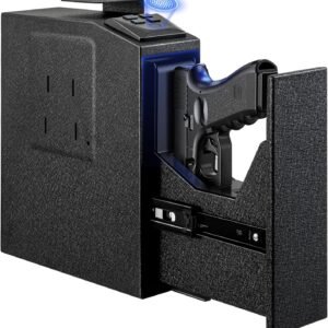 Biometric Gun Safe for Handgun,Fingerprint Bedside Gun Safe with Fingerprint, PIN Code, KEY Access