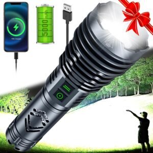 Rechargeable Flashlights 1500000 High Lumens,Super Bright LED Flashlight,Tactical Powerful Waterproof Handheld Flashlights with Zoomable 6 Modes,Output Funtion & 24H Long Life for Emergencies Camping