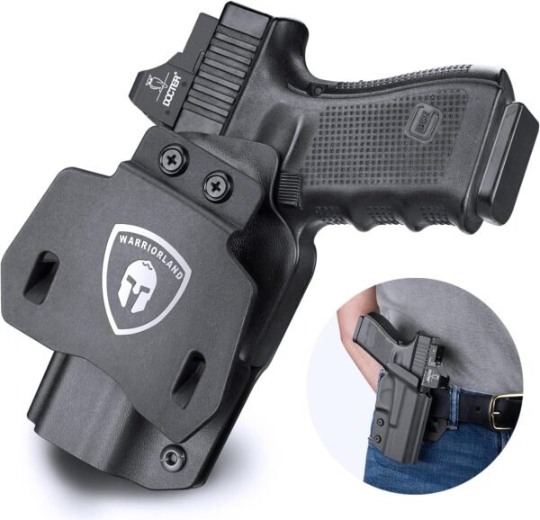 WARRIORLAND OWB Holster Optic Cut Compatible with Glock 17/19, G43/43X(NO MOS), Hellcat, Taurus G2C/G3C, M&P Shield 9, M&P 9/380 Shield EZ, P320, Outside Waistband 1.75 Inch Paddle, Adj. Retention