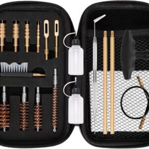 BOOSTEADY Universal Handgun Cleaning kit .22,.357,.38,9mm,.45 Caliber Pistol Cleaning Kit Bronze Bore Brush and Brass Jag Adapter