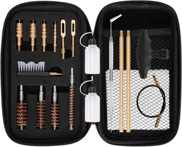 BOOSTEADY Universal Handgun Cleaning kit .22,.357,.38,9mm,.45 Caliber Pistol Cleaning Kit Bronze Bore Brush and Brass Jag Adapter