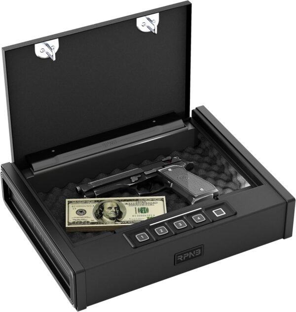RPNB Gun Safe, Quick Access Gun Safe for Handgun, Pistol Safe with Biometric Fingerprint or Quick Electronic Keypad