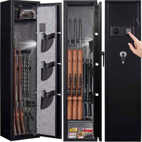 KAER 5-6 Gun Safe,Large Gun Safes for Home Rifle and Pistols,Rifle Safe Gun Cabinet with Removable Shelf, Anti-Theft Long Gun Cabinets for Rifles and Shotguns with Silent Mode