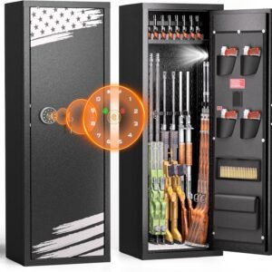 Bonusall 10-14 Rifle Gun Cabinet,Home Gun Safe for Rifles and Pistols,Fireproof Gun Safe for Rifles with Lock,Quick Access Gun Safes & Cabinets with Removable Shelf,Handgun Pockets